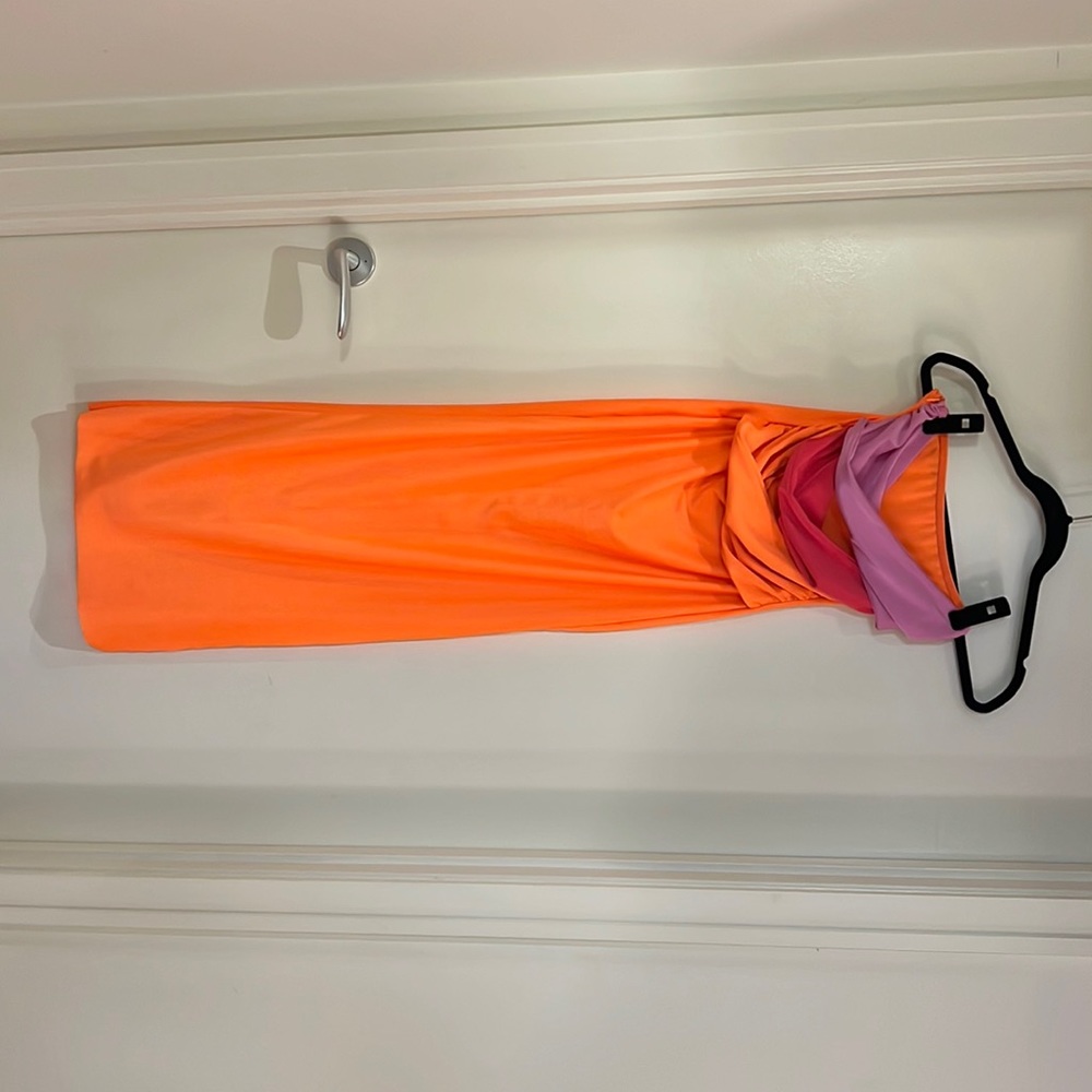 Orange cutout midi dress